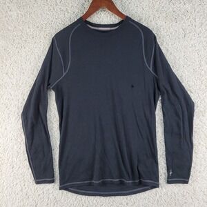 Smartwool Base Layer Mens L Black Good 100% Merino Wool Long Sleeve Shirt Hole